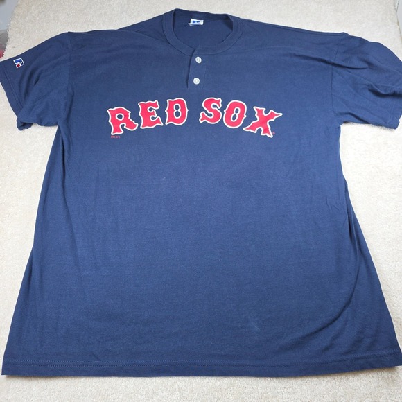Russell Athletic Other - Russell Athletic Henley T-Shirt Mens XL Navy Blue Graphic Boston Red Sox Y2K VTG